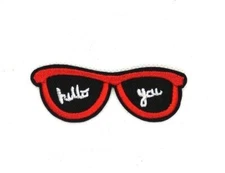 words hello you Glasses Embroidered Iron On Patch Retro Novelty Vintage 210