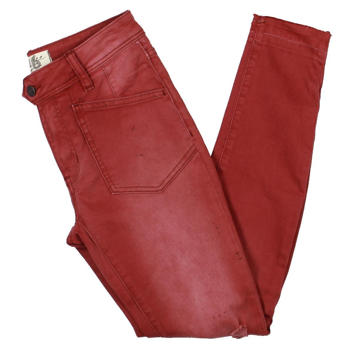 Free People Женские джинсы-скинни на щиколотке Ivy Red Denim Destroyed 24 BHFO 5936