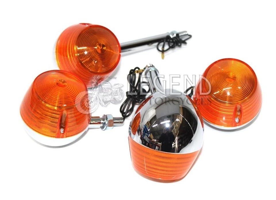 Suzuki Indicator Set Chromed Metal Front & Rear T200 T250 T350 T500 - D4-07 - Image 2 of 4