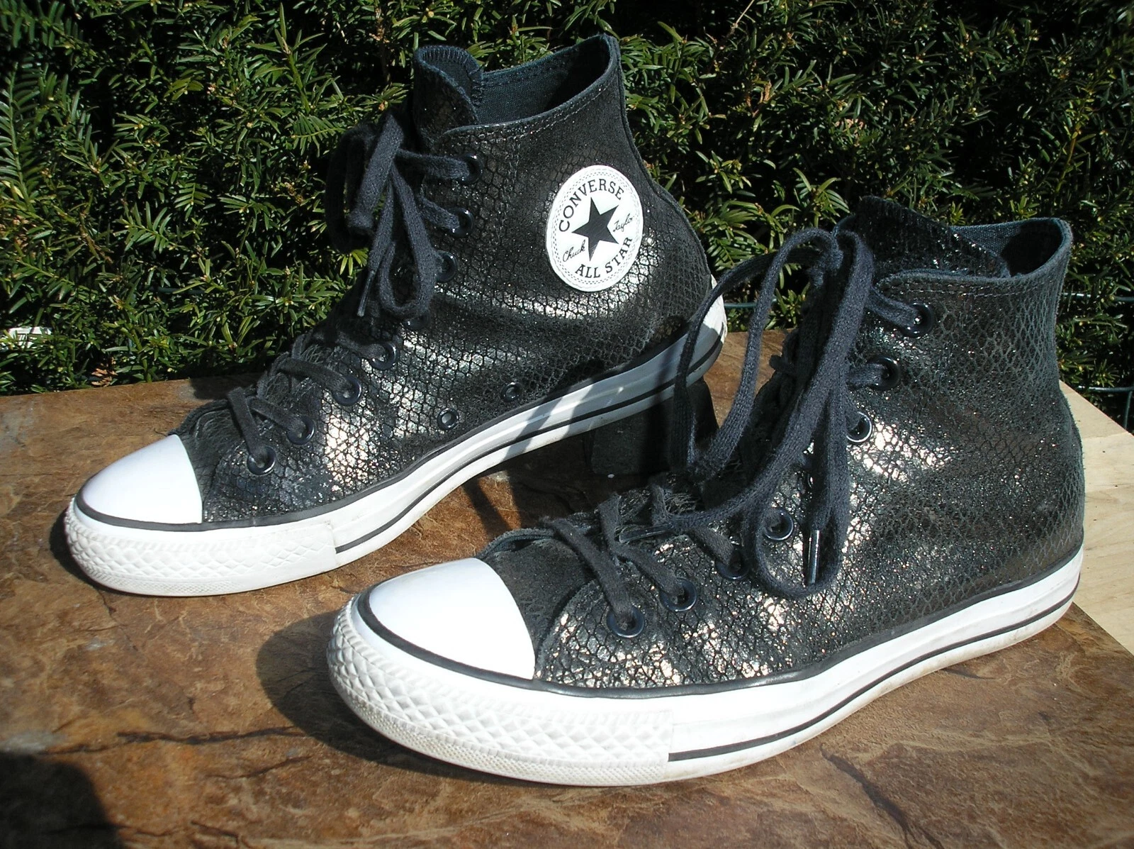 Originali Converse Chucks sneaker HI numero 40 nero argento pelle!!!