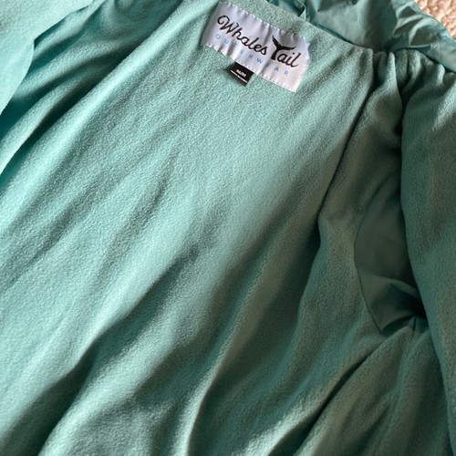 Abrigo acolchado con capucha cola de ballena forrado de lana verde azulado cremallera mediano nuevo con etiquetas - Imagen 10 de 11