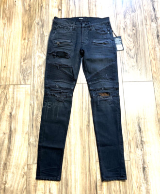 NWT $325 HUDSON BLINDER V2 Distressed Ribbed Stretch Skinny Biker Moto Jeans 29