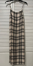 NWT H M Viscose Check Side Slit Slip Midi Dress sz.6