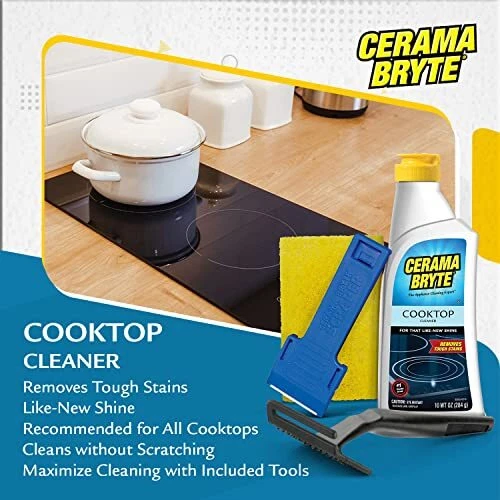 Cerama Bryte Cooktop Cleaner Kit 10 oz Heavy Duty Non Abrasive 4 Piece set - Image 3 of 4