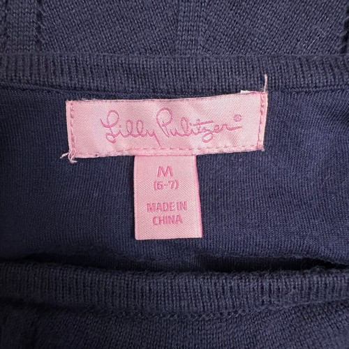 Lilly Pulitzer Little Tully Sweater Dress Girls Size 6-7 Blue White Preppy - Picture 2 of 9