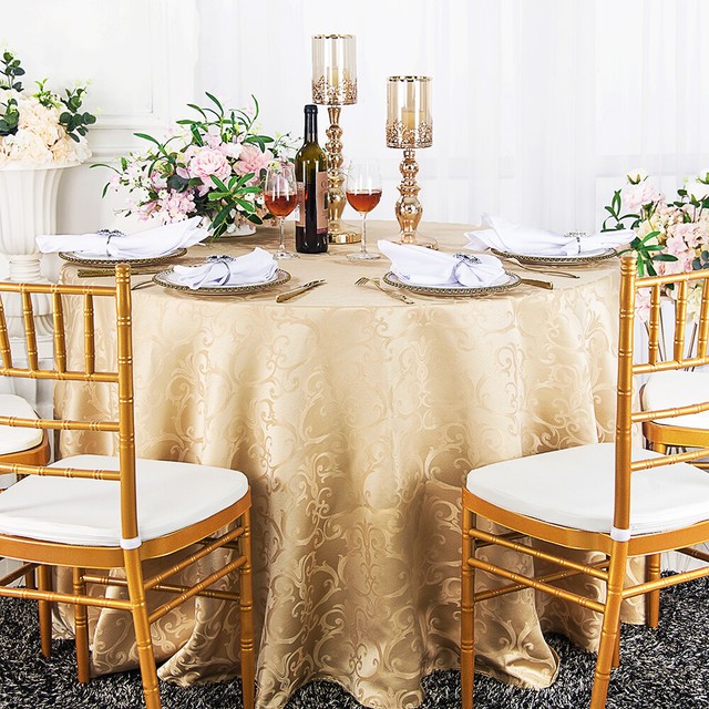 Wedding Linens Inc. 108" Round Damask Jacquard Polyester Tablecloths