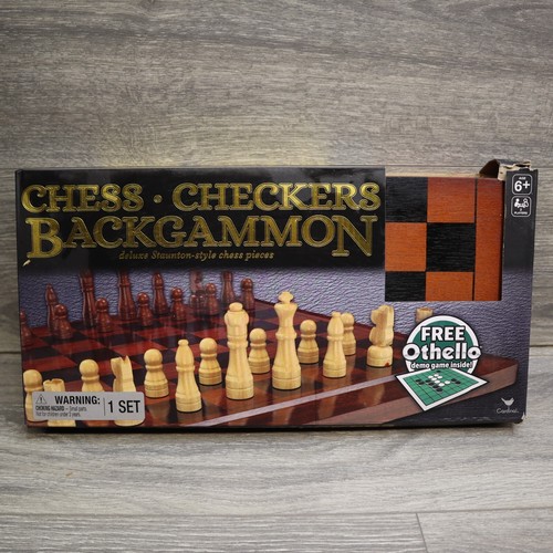 Cardinal Chess Checkers Backgammon Board Game Deluxe Staunton Family ...