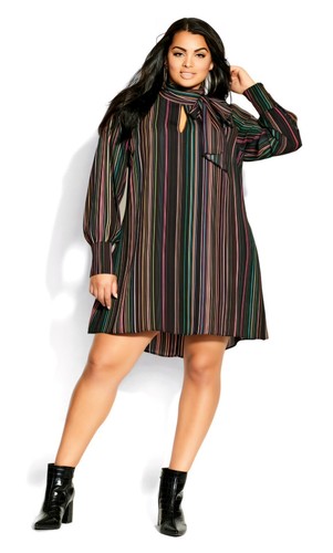 City Chic Illusion Stripe Tunic Dress BNWT Ladies Plus Size XXS 12 - Picture 5 of 8
