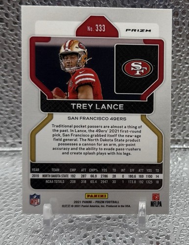 2021 Panini Prizm - Rookie Red White & Blue Prizm #333 Trey Lance (RC) - Picture 2 of 2