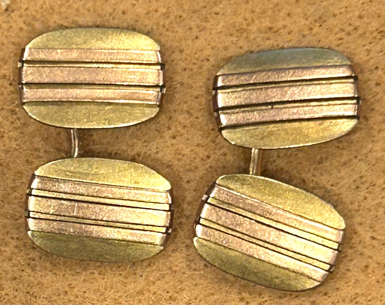 Gold Filled Square Patterned Woman's Cufflinks - image 1