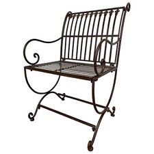 Sedia da giardino mobili da giardino nostalgia ferro 86cm marrone stile antico