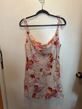 Zara Satin Floral Pink Strap Dress Size Large Nwt Spring Summer Satin