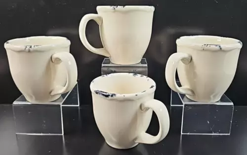 4 Homer Laughlin Speckled Sponge Black Mug Set White Restaurant Ware HLC Cup Lot
