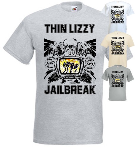 Thin Lizzy - Jailbreak v8 T-shirt hard rock white zinc grey all sizes S-5XL - Picture 1 of 11