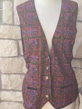 PLATINUM Dorothy Schoelen Women  s Colorful Fitted Vest Size M