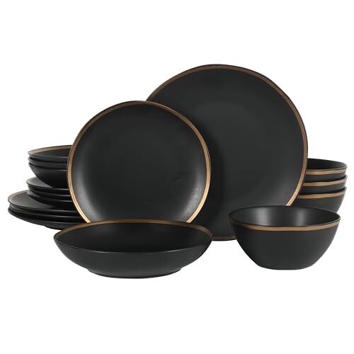 Gibson Elite Kings Road Double Plates nd Bowl Organic Round Porcelain Dinnerware