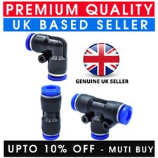 STRAIGHT/ELBOW/T-PIECE PNEUMATIC PUSH CONNECTORS 4/6/8/10/12MM AIR TOOL FITTINGS