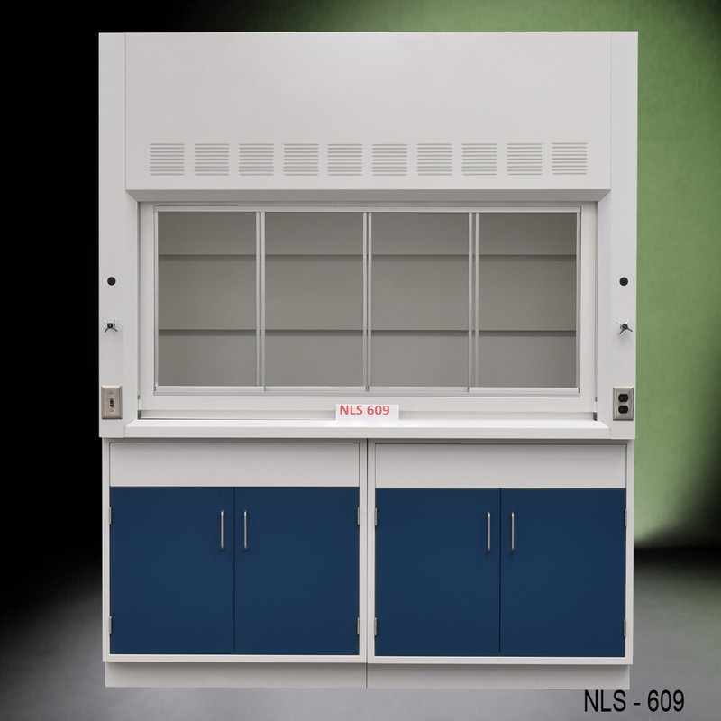 6' Laboratory Fume Hood w/ Blue General Storage / Dual Sash / E1-670