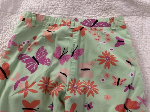 Lilly Pulitzer Girl SZ 8 Lined Bright Green w/ Multicolor Butterflies Capris - Picture 13 of 13