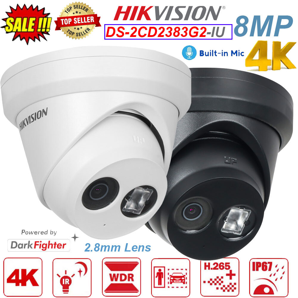 Hikvision 8MP 4K POE IP Camera DS-2CD2383G2-IU 8 Megapixel AcuSense DarkFigther