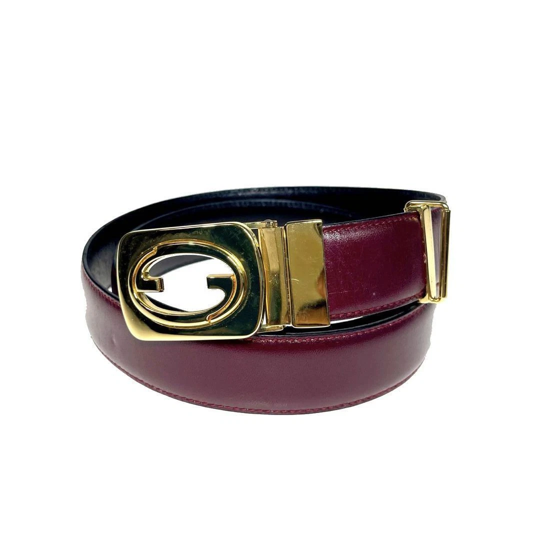Ceinture GUCCI bordeaux or quincaillerie cuir homme élégante du Japon y4417