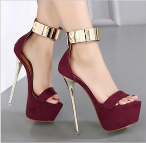 wine stiletto heels
