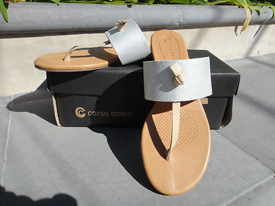 Corso Como NICOS Festival/Faire/Boho Leather Silver/Nude, Thong/Sandal/Flip Flop