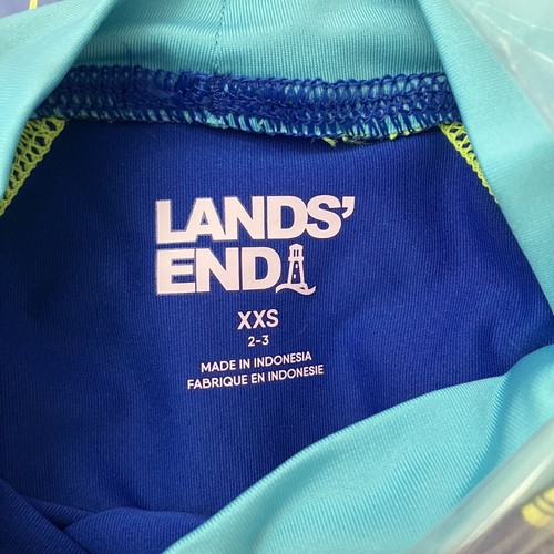 Lands' End NWT Blue - Lime Green Rashguard Swim Shirt Top Sz XXS - Picture 3 of 6