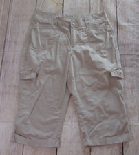 Rider By Lee Khaki Beige Cargo Utility Capris Casual Pants Cuffed Womens 14 M