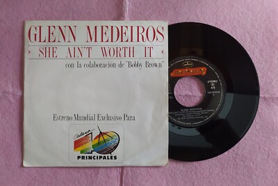 7  GLENN MEDEIROS / BOBBY BROWN   She Ain't Worth - SPAIN - PROMO 1990 (EX-/EX-)