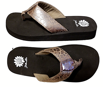 Yellowbox Womens Flip Flop 8 Taupe Fizzle Sandal Cheetah