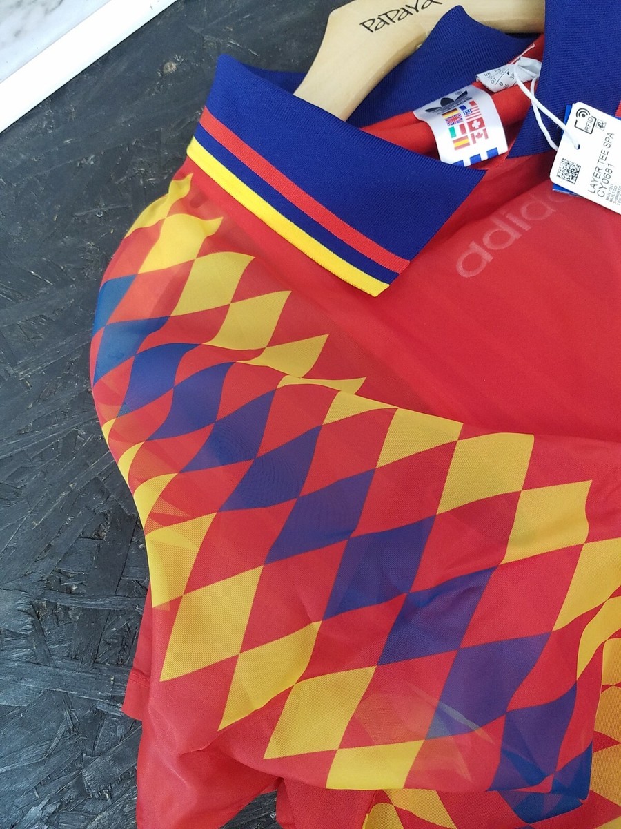 New Adidas Spain Soccer Jersey #15 Layer Tee Womens L 90$ 1992