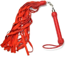 Handmade Heavy-Duty Flogger Whip – Real Red Cowhide Leather with 26 Thick Suede