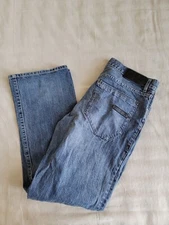 Sean John Mens Jeans 35x31.5 Blue Medium Wash Mid Rise Logo Distressed READ