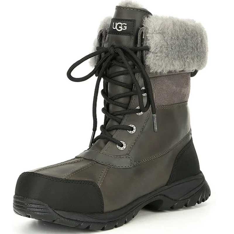 UGG Men s Butte Waterproof Leather Boots Size 9 Shearling Fur Lined Snow Boot