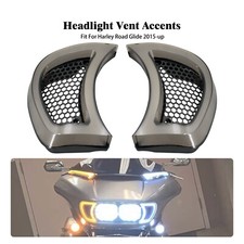 Headlight Vent Accent w/ Smoke Lens LED Light Fit For Harley Road Glide 15-2023
