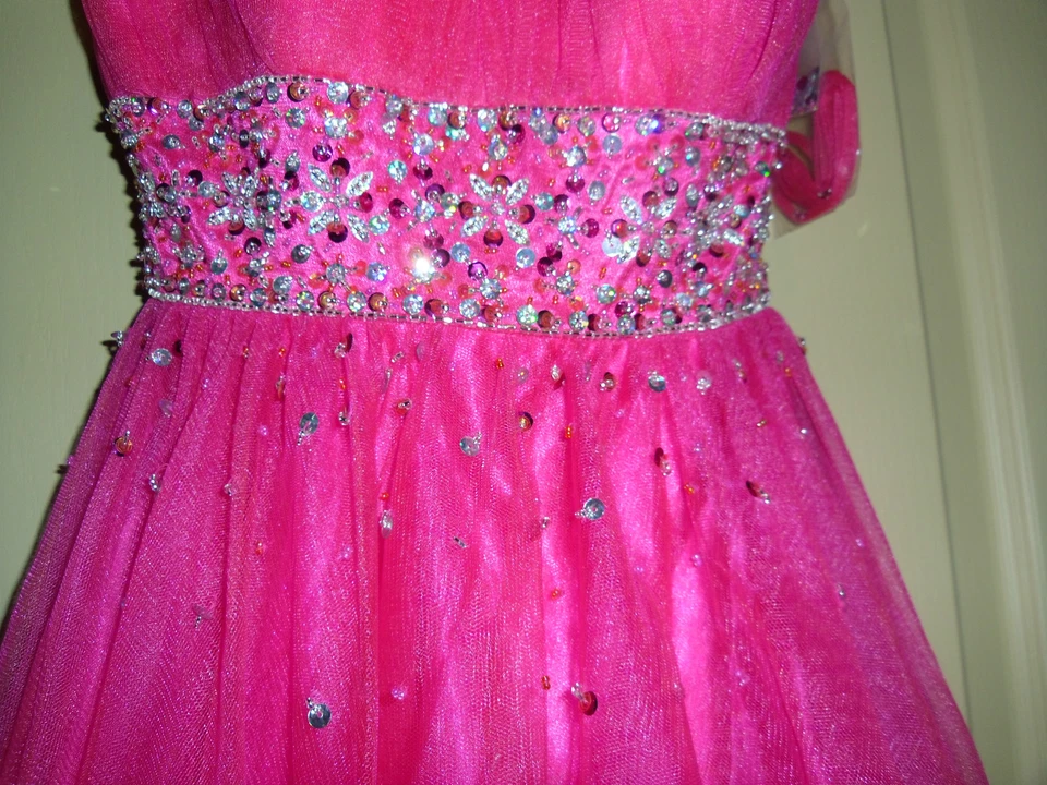 Nuevo sin etiquetas Vestido de baile de malla y tafetán Sean Collection talla 2 fucsia Foto 4 de 4