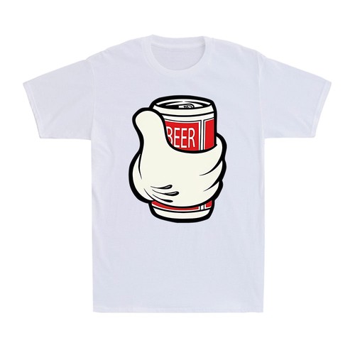 Cartoon Beer Hand College Drinking Party Vintage Novelty Men's Cotton T-Shirt - Picture 3 of 10