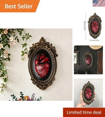 3D Gothic Heart Wall Decor with Gold Frame | Perfect for Halloween Spaces