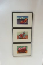 Original Painting High Heels Shoes Fashion Sketch Illustration By Harriman VTG