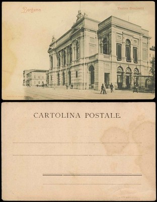 Cartoline Bergamo Straßenpartie Teatro Donizetti 1905