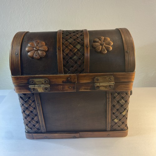 Wooden Dome Shaped Stash Box Storage Chest Vintage Look Old Hand Craft Treasure - Picture 3 of 12