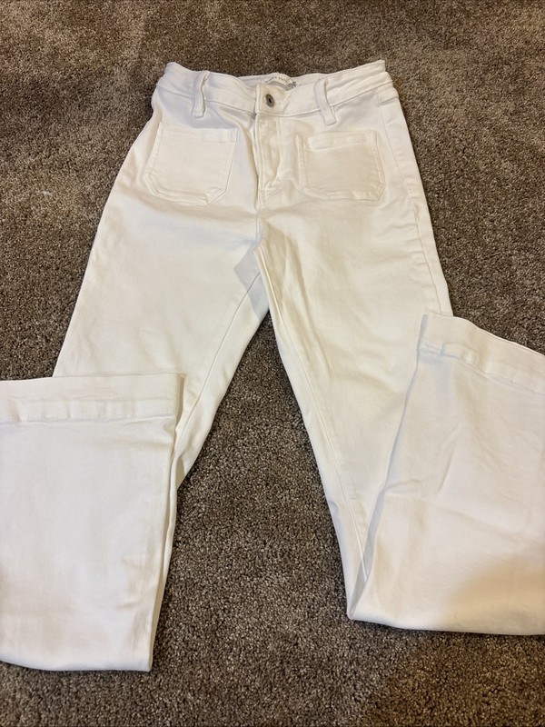 Altar'd State Emberly Front Pocket Flare Jeans in White Denim Size 26 new