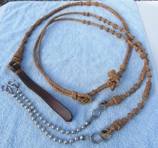 Ranch Cowboy made Braided Rawhide Romel Romal Reins Ball Rein Chains