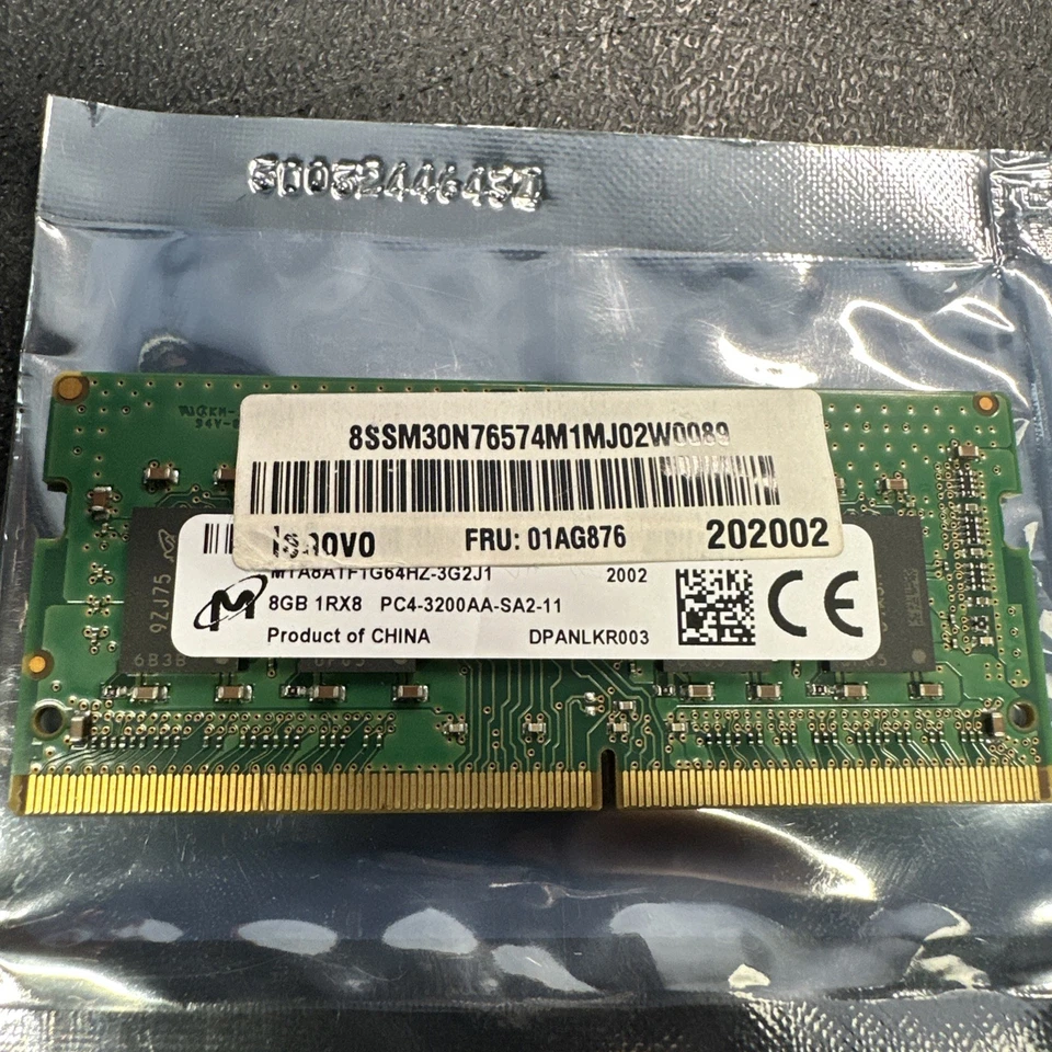 Memoria para computadora portátil Micron 8 GB DDR4 PC4-25600 1Rx8 SO-DIMM MTA8ATF1G64HZ-3G2J1 Foto 4 de 4