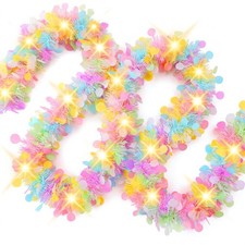 33ft Easter Tinsel Garland with LED Lights Colorful Spring 33ft, Multicolored