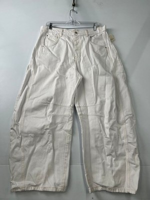 FREE PEOPLE Good Luck Mid-Rise Barrel Jeans Women's Size 31 White
