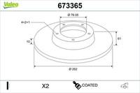 2X Valeo Bremsscheibe Coated 673365 FüR Hyundai Sonata 4 EF Matrix FC 3 Crdi VGT