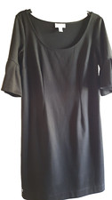 ANN TAYLOR LOFT Knit Dress - 8 - Scoop Neck, Elbow Slvs w/Flounce, Side Zipper