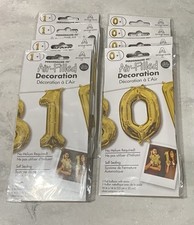 Lot Of 8 Anagram 16 in Gold Foil Air-Filled Numbers  1  And  0  Balloon Birthday